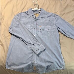 Wrangler Light Blue Casual Button Down Shirt